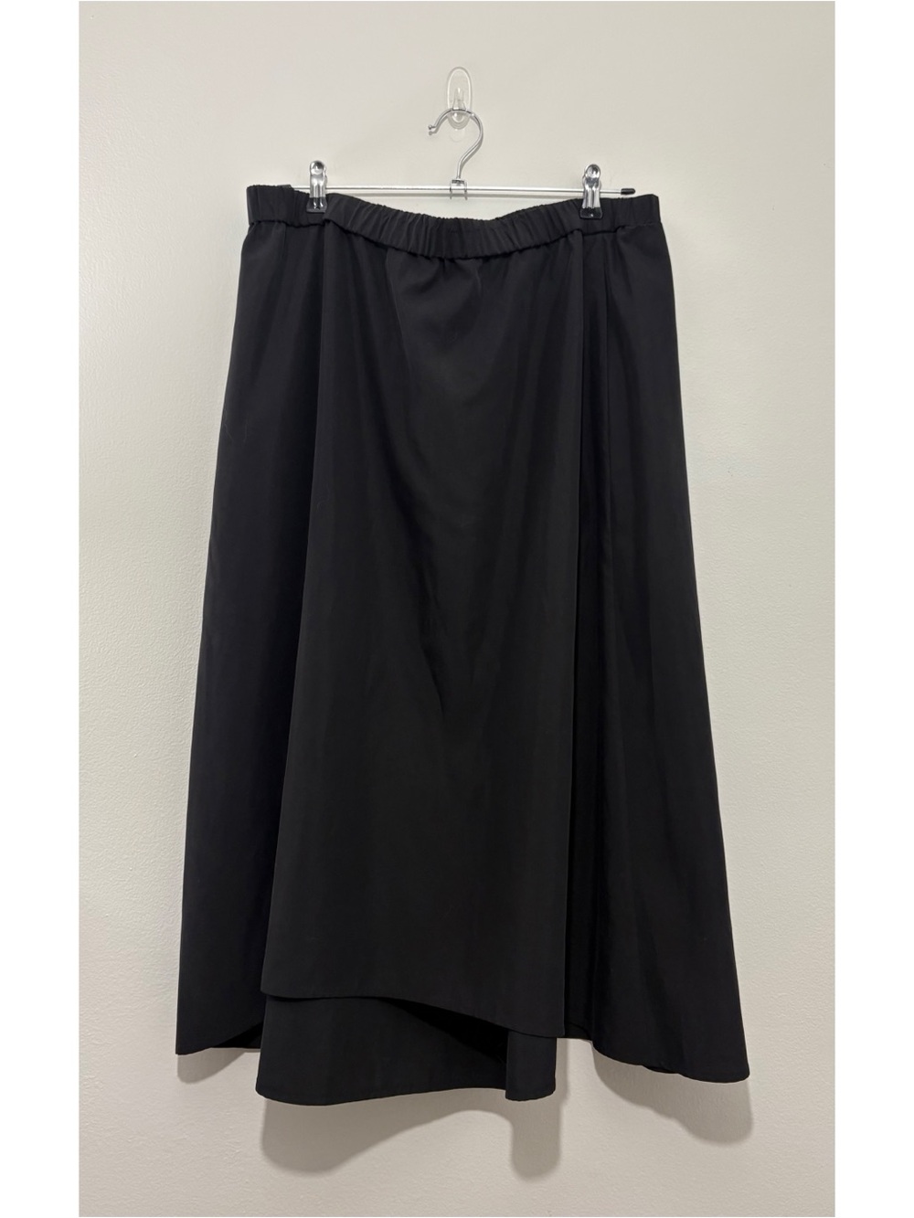 Eileen Fisher black mid-rise A-line basic knee-length skirt (large)